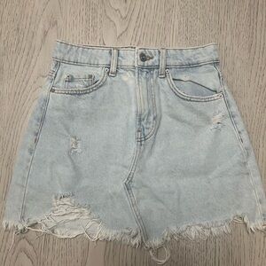 Bershka Denim Distressed Womens Skirt